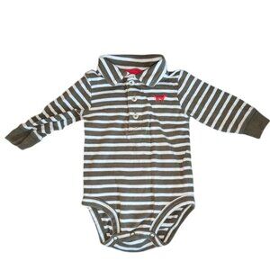 🐲3 FOR $9🦄 Carter's Long Sleeve Fox Polo Shirt Boys One Piece Bodysuit Onesie